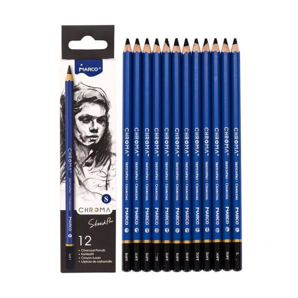 Карандаши угольные шестигранные Chroma Soft 12 шт.