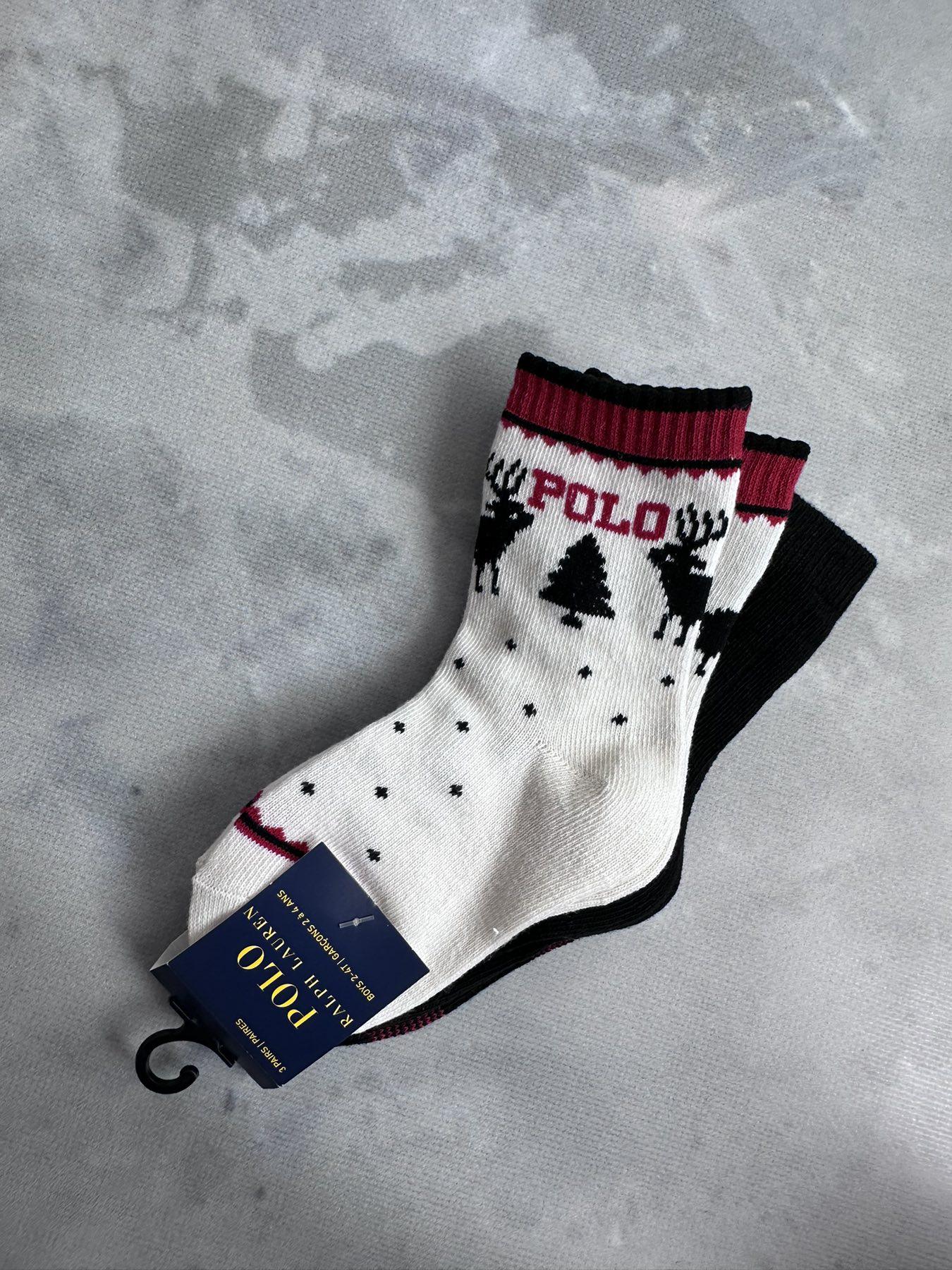 Набор носков Polo Ralph Lauren 2-4 года р. 20-25 3 пары Бело-черный (0012810)