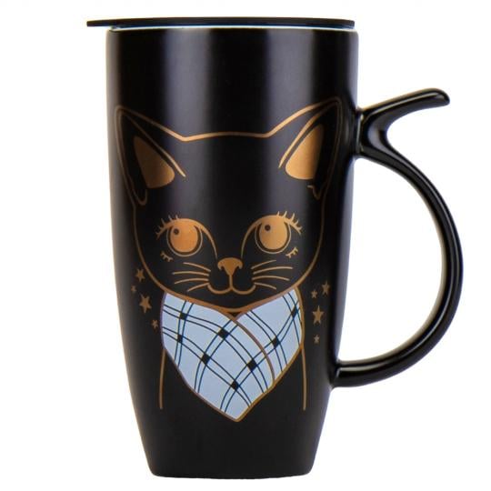 Кружка керамическая Elisey Mysterious cat 500 мл Черный (9111-016)