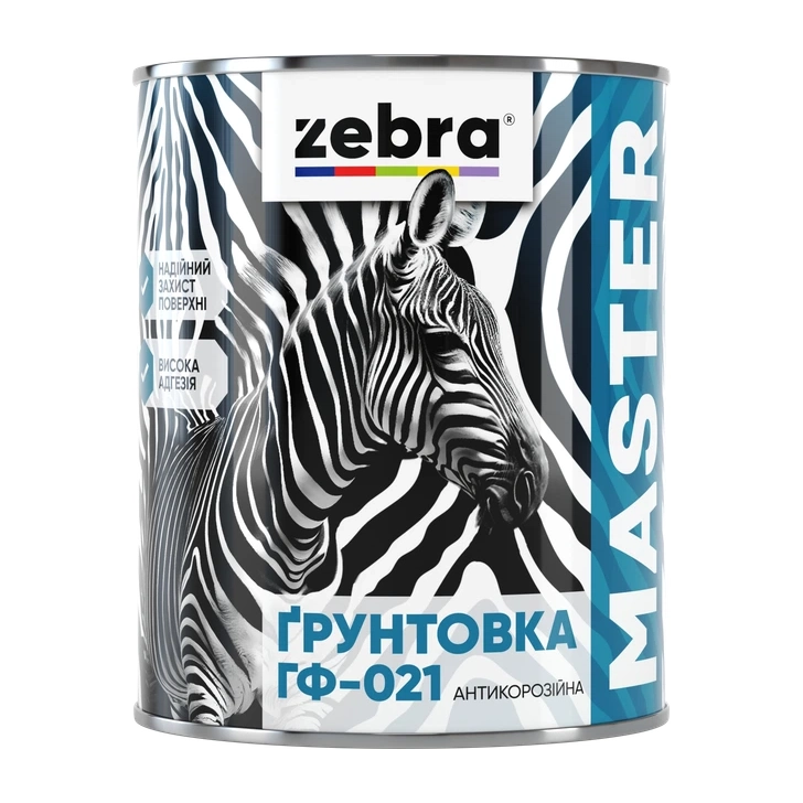 Грунт по металу ZEBRA ГФ-021 0,8 кг М17 Сірий