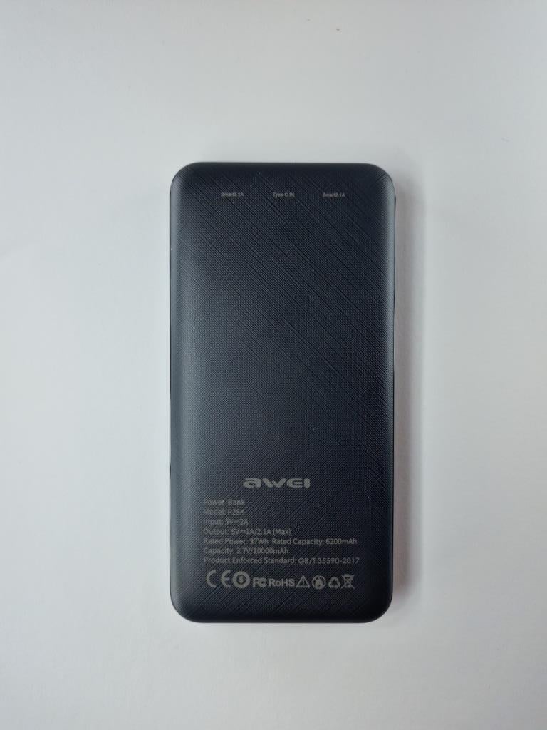 Зовнішній акумулятор Power bank Awei P28K 10000 Mah Чорний - фото 6