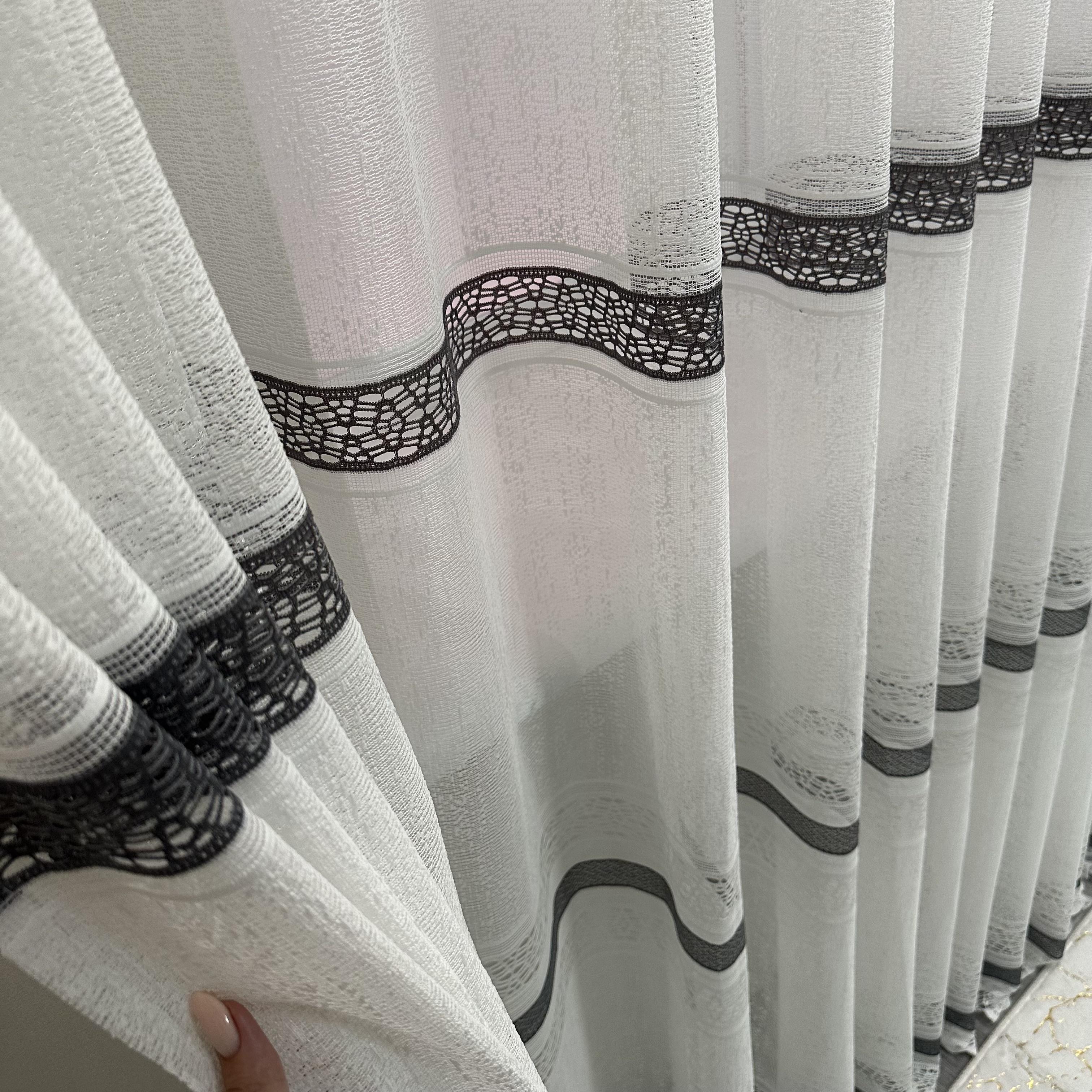 Тюль жаккард готова с узором 300х270 см на тесьме 6 см 2 ряда петель Серый/Белый (ТПС-3) - фото 9 Тюль жаккард готова с узором 300х270 см на тесьме 6 см 2 ряда петель Серый/Белый (ТПС-3) - фото 9