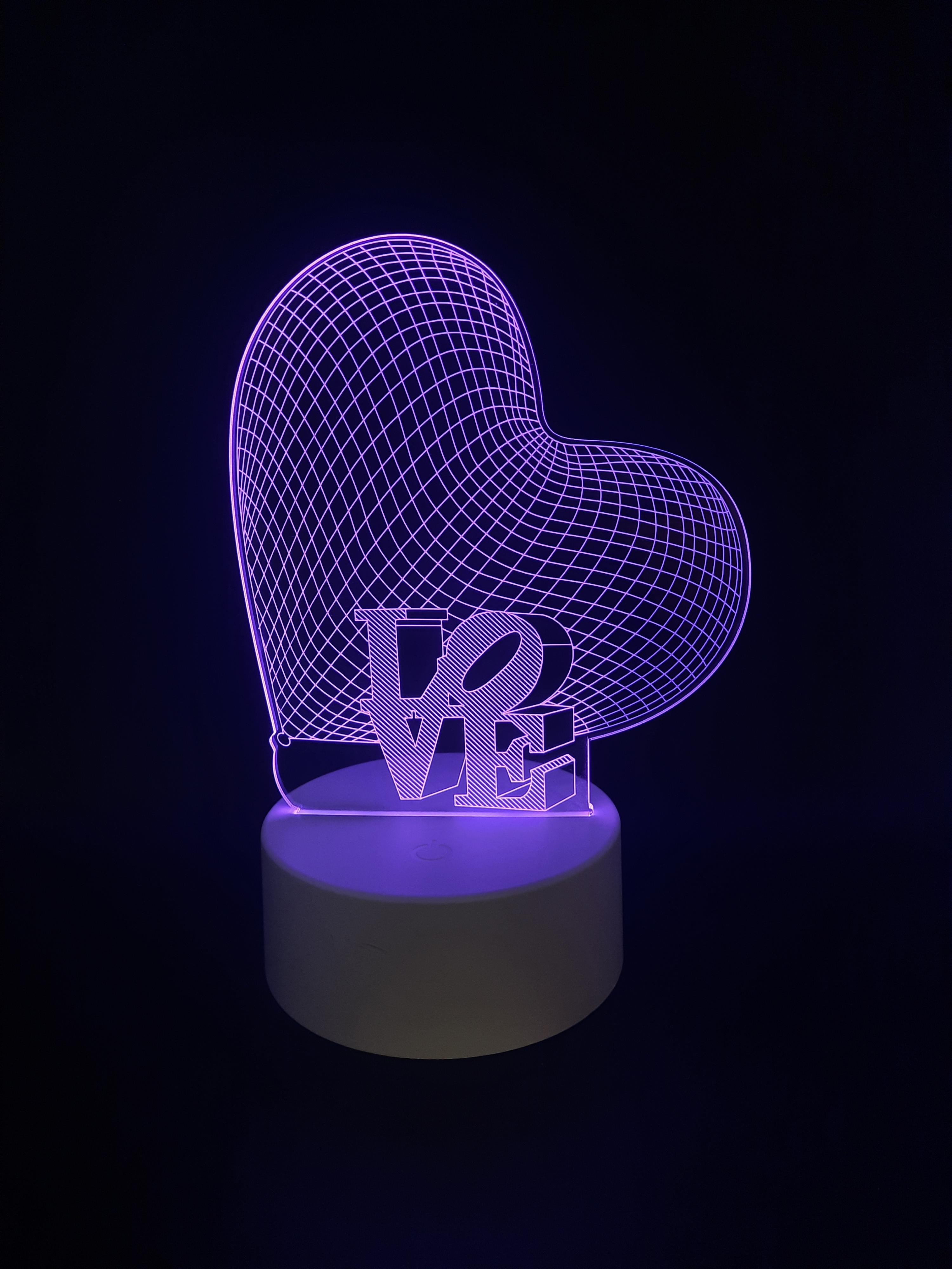 Нічник LED 3D Love Серце 16 кольорів - фото 6