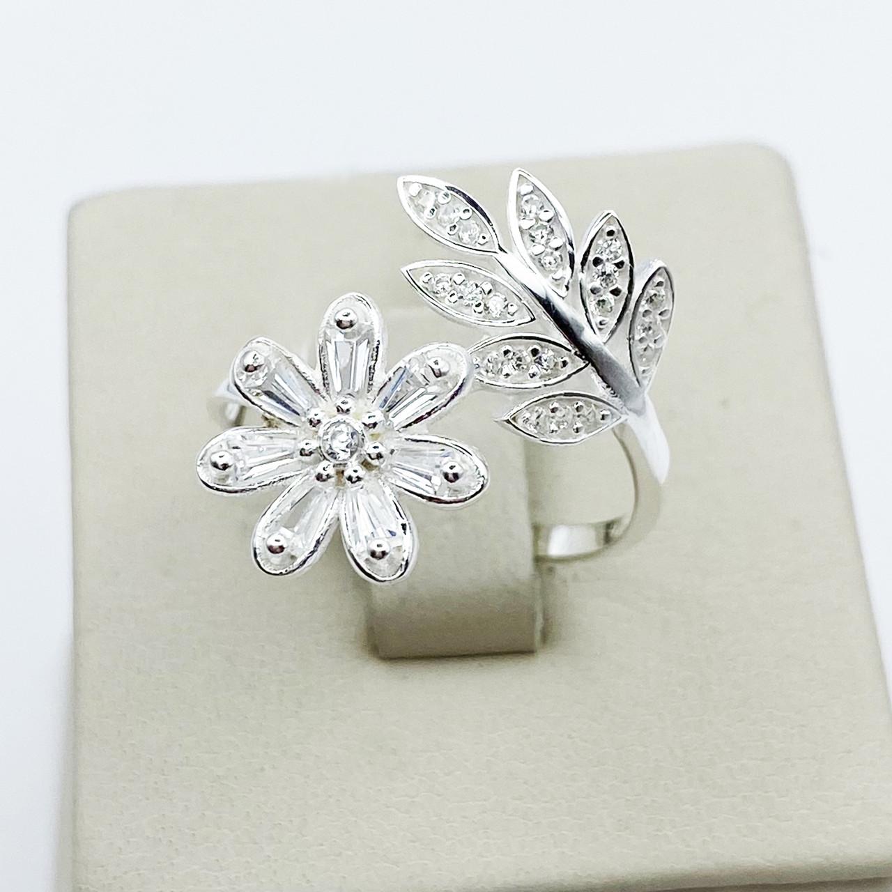 Кольцо серебряное с кубическим цирконием Цветок р. 18 3,71 г (1907159548)