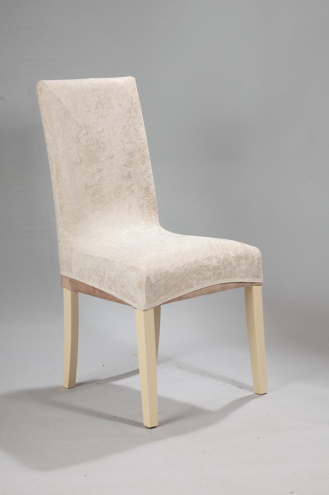 Чехол на стул со спинкой универсальный велюр Молочный (2151544727) - фото 2