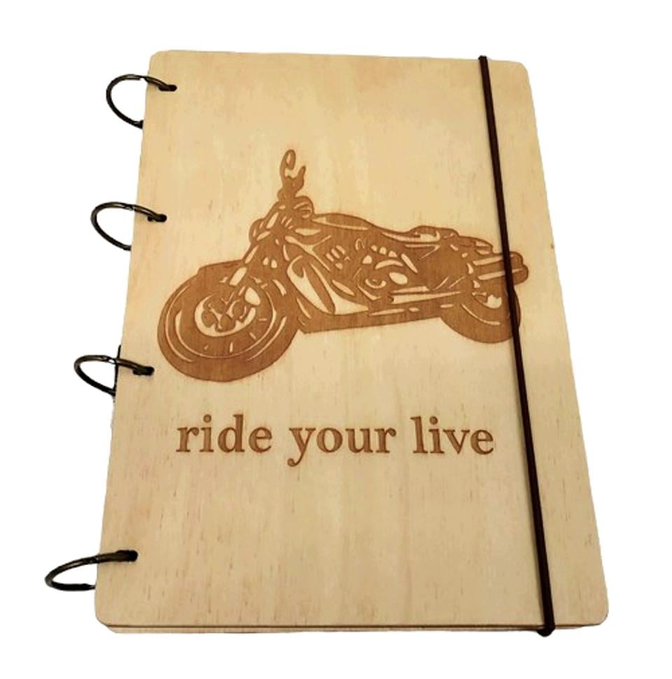 Блокнот з обкладинкою із фанери Мотоцикл світлий А5 60 арк. (5802)