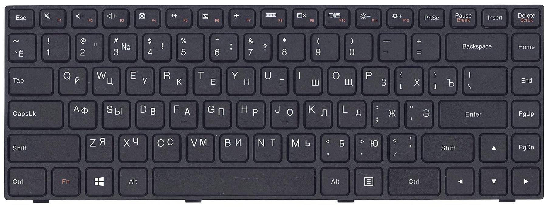 Клавиатура для ноутбука Lenovo IdeaPad 100-14 Black Frame Black