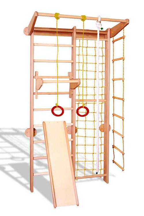 Спортивный уголок Пиратико из бука с турничком и горкой 225 см (baby14_А225см)