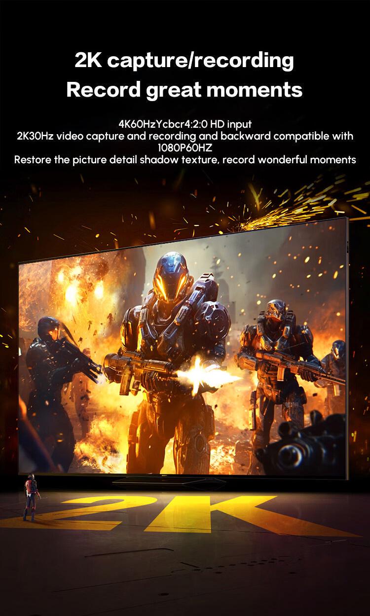 Карта видеозахвата UGREEN HDMI вход 4K 60Hz USB Type-C выход 2K 30Hz алюминиевый Серый (15389) - фото 4 Карта видеозахвата UGREEN HDMI вход 4K 60Hz USB Type-C выход 2K 30Hz алюминиевый Серый (15389) - фото 4