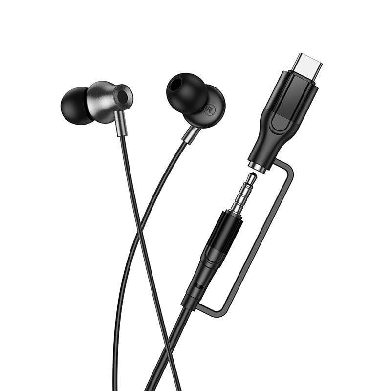 Наушники проводные Hoco M119A Mia универсальные earphones with microphone Type-C 3,5 мм Black (36972841)