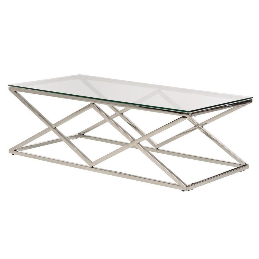 Журнальный столик Vetro Mebel CD-1 1200х600х400 мм Прозрачный/серебристый