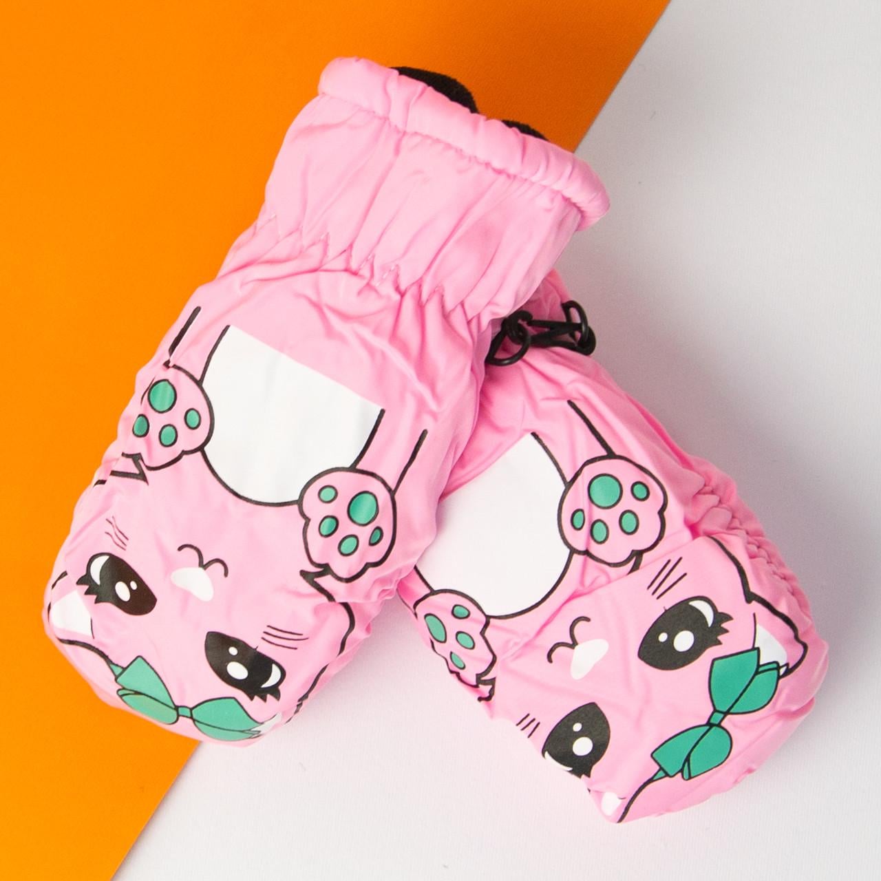 Варежки болоньевые для девочек на 4-6 лет лыжные 20-12-29 Светло-розовый (DR010105)