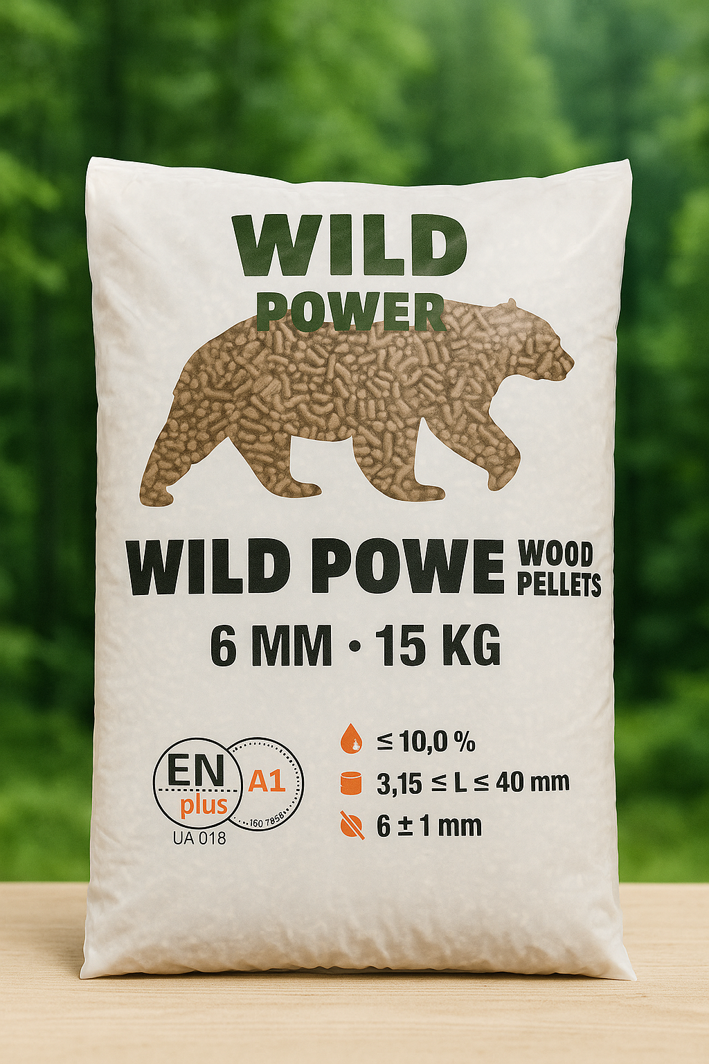 Пеллеты из древесины Wild Power ENPlus A1 6 мм 1 тонна - фото 1