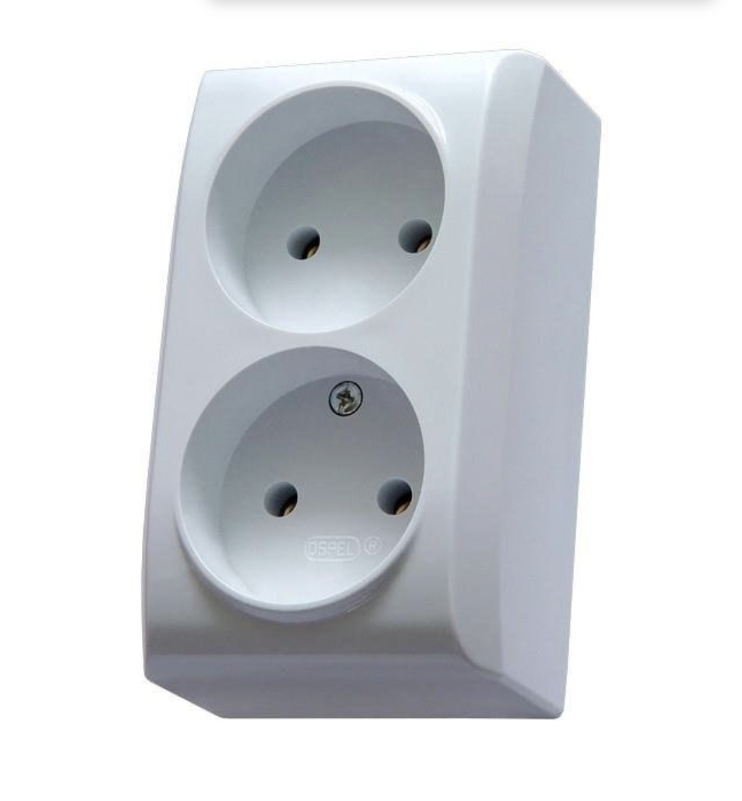 Розетка двойная Ospel BIS наружная Белый (29176566)