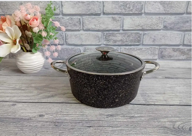 Каструля з кришкою OMS з антипригарним покриттям для газу і індукції 7,8 л Чорний (3116-7.8) - фото 6 Каструля з кришкою OMS з антипригарним покриттям для газу і індукції 7,8 л Чорний (3116-7.8) - фото 6