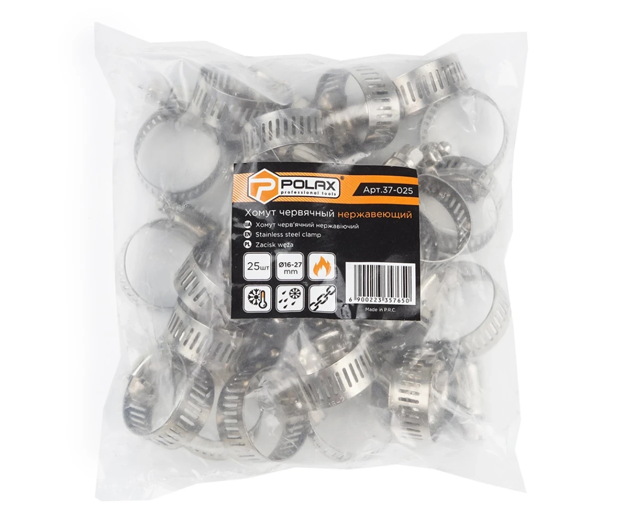 Хомут W2 16-27 нержавеющая сталь 25 шт. (2428846650) - фото 2
