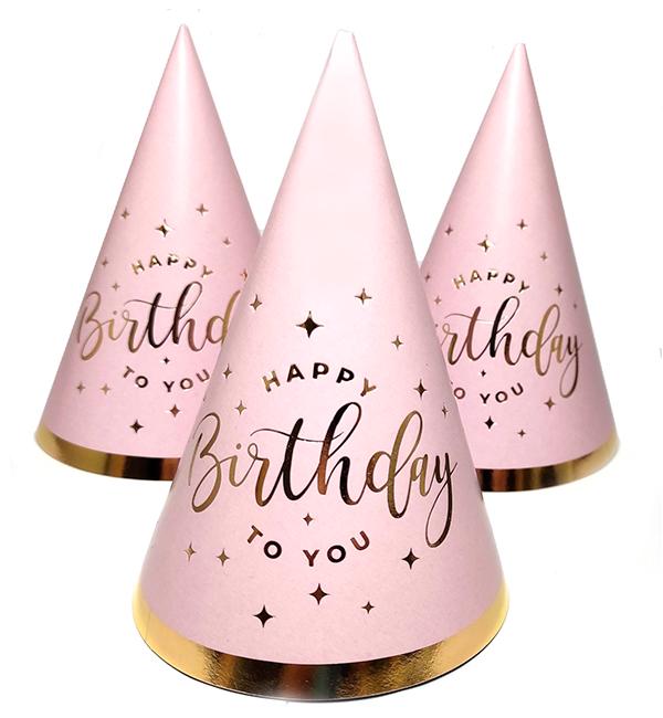 Колпачки бумажные Happy Birthday 15 см 5 шт. Розовый (514017) Колпачки бумажные Happy Birthday 15 см 5 шт. Розовый (514017)