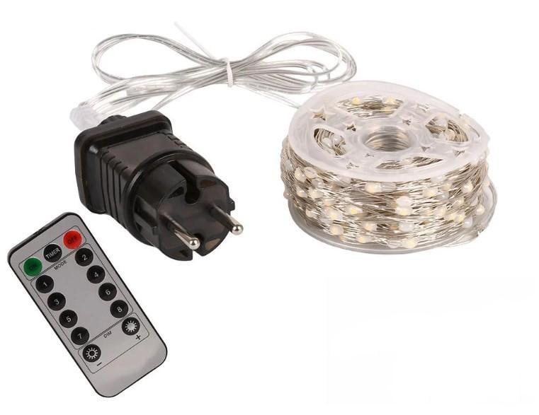 Гирлянда светодиодная Роса белая проволока на пульте 50 м 500 Led Белый (R33987-3) Гирлянда светодиодная Роса белая проволока на пульте 50 м 500 Led Белый (R33987-3)
