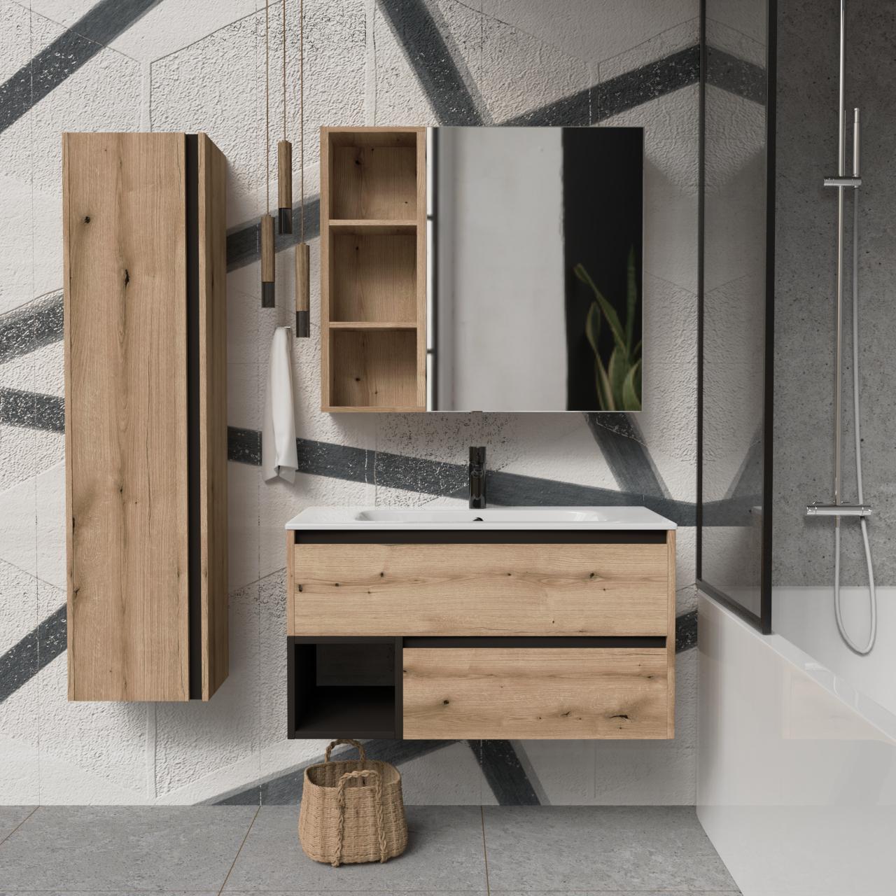 Тумба подвесная с раковиной MVK Vostok Craft 100 В2 1000х450х530 мм Дуб Эвок (c2100ev) - фото 4