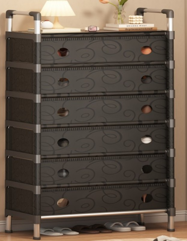 Шафа для взуття на 6 полиць Modern Touch LS7933 з металу та пластику 140х28х63 см Black (784780659)