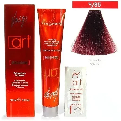 Крем-краска для волос с масляным коктейлем Vitality’s Art Absolute Hair Color Cream 4/85 Черно-фиолетовый Шатен 100 мл