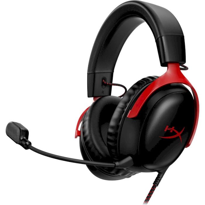 Гарнитура HyperX Cloud III проводная накладная микрофон 3,5 мм USB-C DTS 64 Ом Черный/Красный (628162)