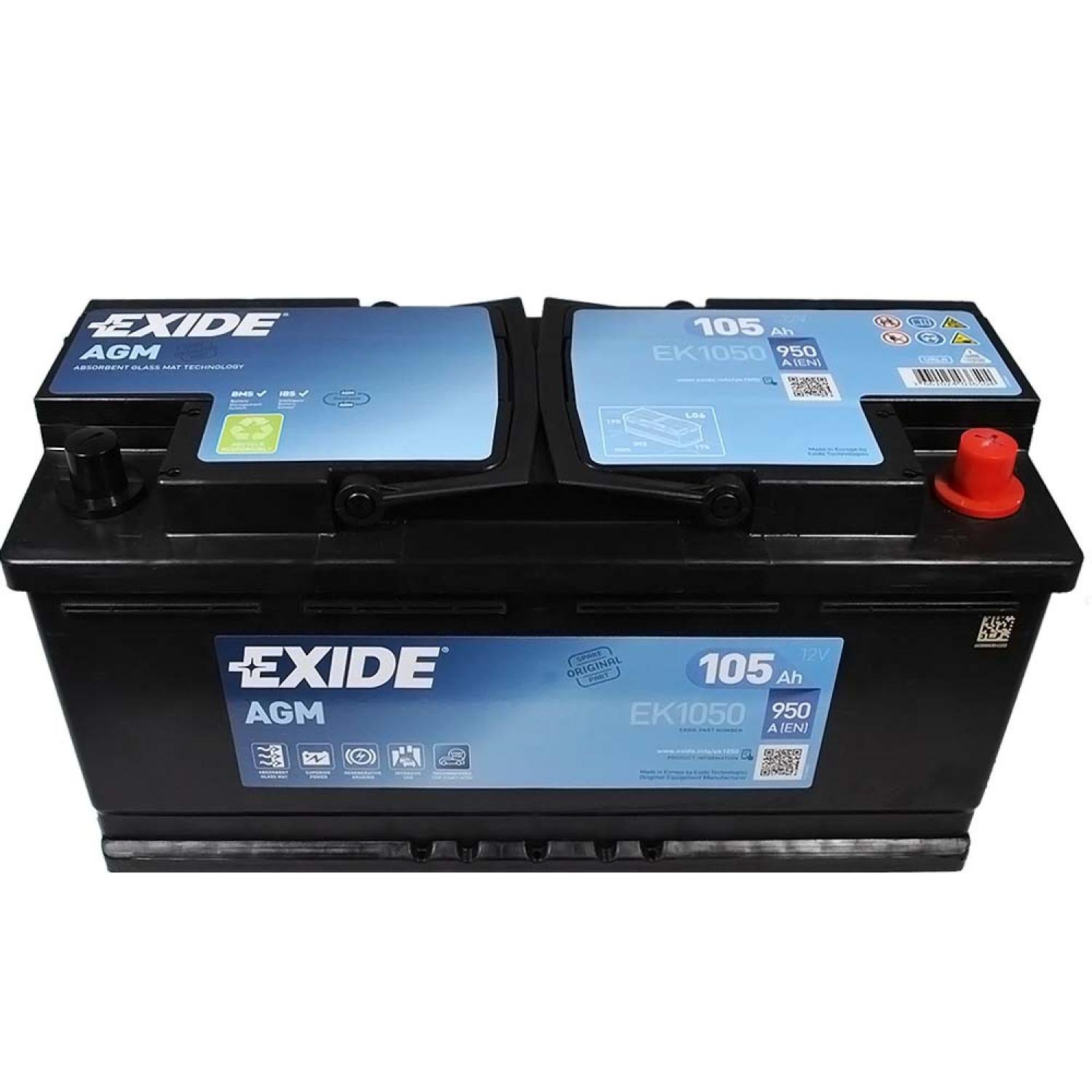 Акумулятор EXIDE AGM 105 Аh 950 A (EK1050) - фото 1