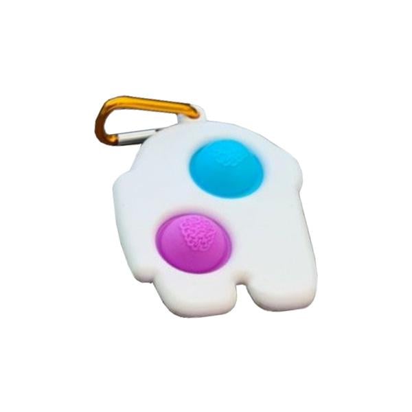Игрушка антистресс Pop It Simple Dimple Белый Брелок Амонг Ас с карабином 2 пупырки (cht_2381)