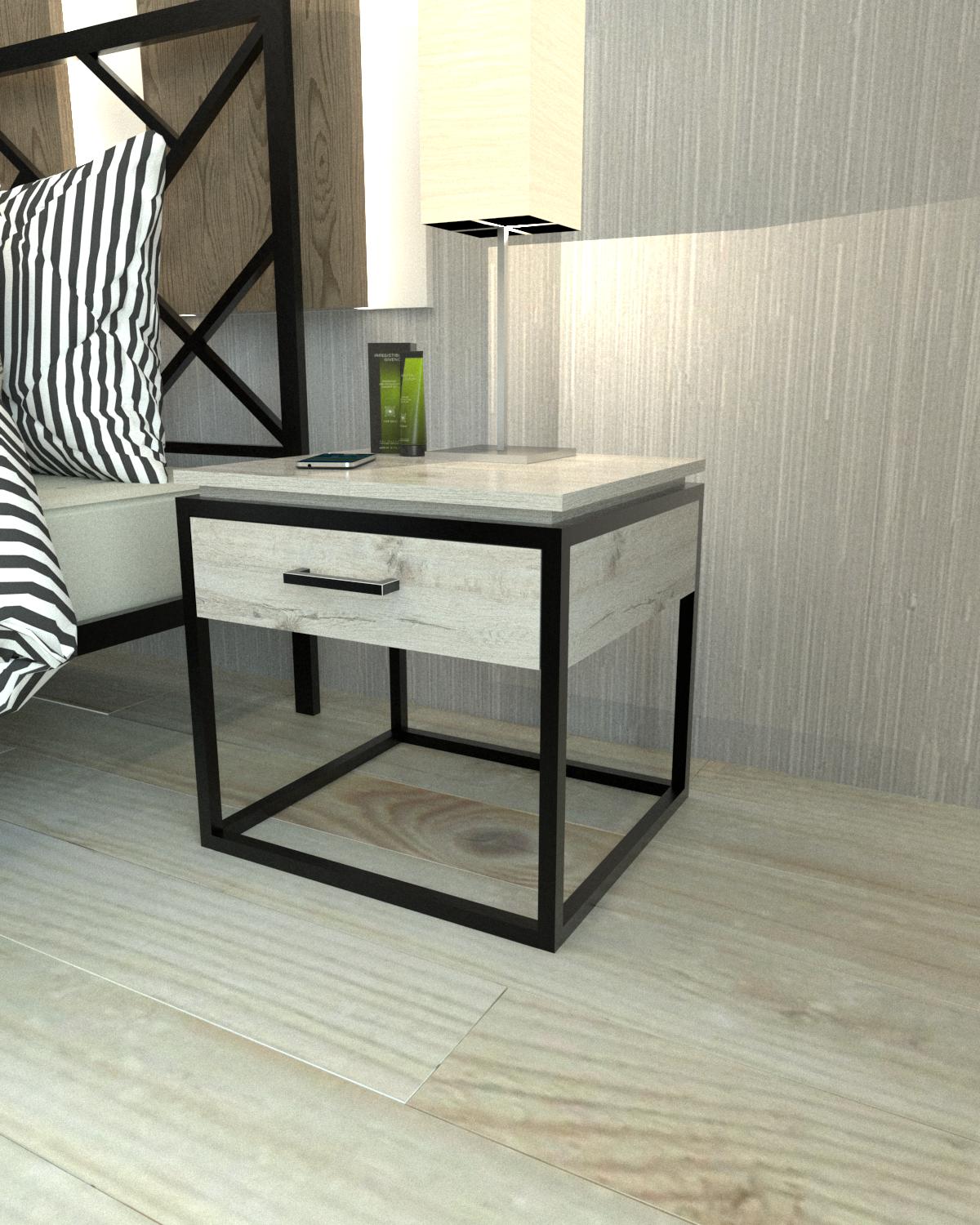 Тумба прикроватная EcoLoft Кубо DSP-1392-2 в стиле лофт (32196417)