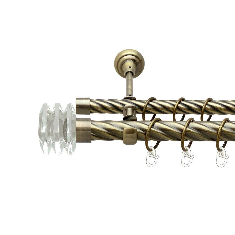 Карниз для штор Orvit Милиора двухрядный скрученный 25\19 мм 240 см Антик (00-00017899)