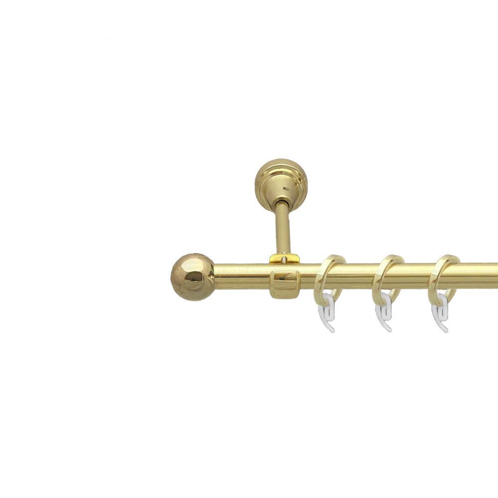 Карниз Orvit Куля Болонь металевий однорядний відкритий гладка труба кільце фасонне металеве 16 мм 160 см Золото (7751870)