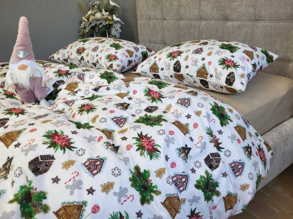 Комплект постельного белья Сладкие избушки Turkish flannel евро на резинке Бежевый (1990705573)