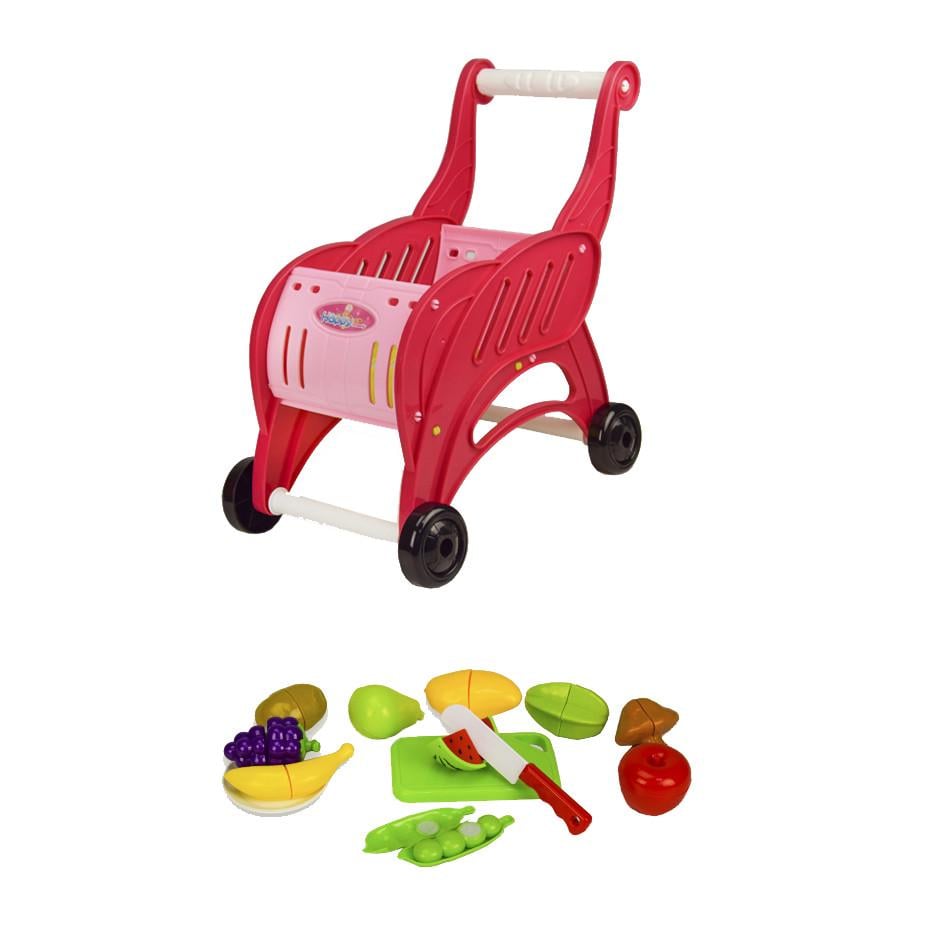 Игрушечная тележка и продукты на липучках Beibe Good Toys Красный (889-137/138)