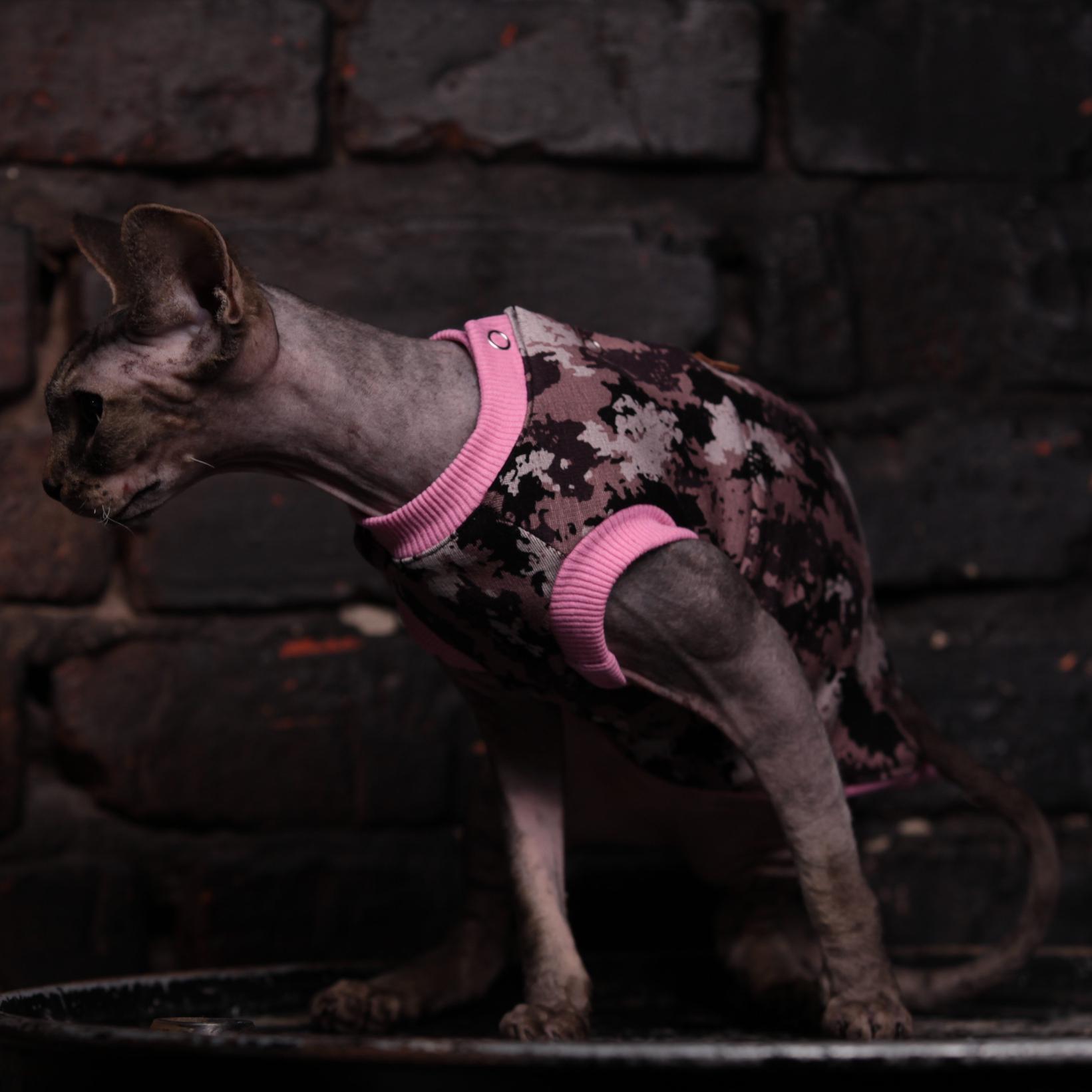 Майка для кошек без рукава Style Pets XXS Camo pink (445XXS) - фото 7