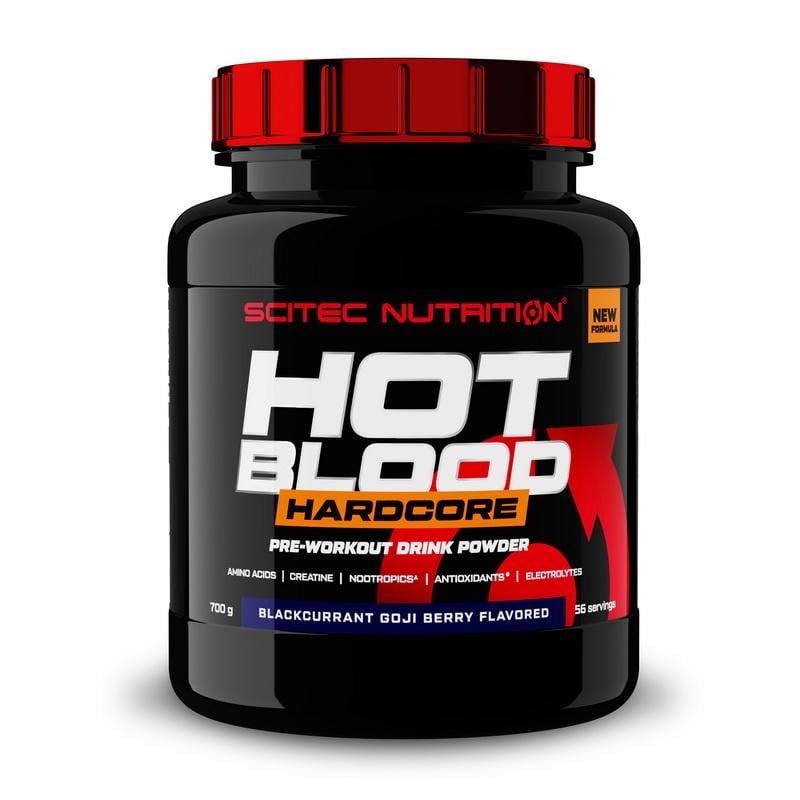 Предтренировочный комплекс с кофеином и креатином Scitec Hot Blood Hardcore 700 г Черная смородина/Годжи