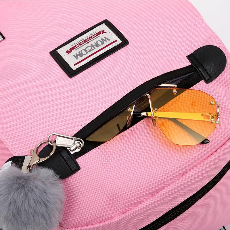 Шкільний рюкзак для дівчинки Harvard з USB-портом/замочком і хутряним помпоном Рожевий (1226011660) - фото 7 Шкільний рюкзак для дівчинки Harvard з USB-портом/замочком і хутряним помпоном Рожевий (1226011660) - фото 7