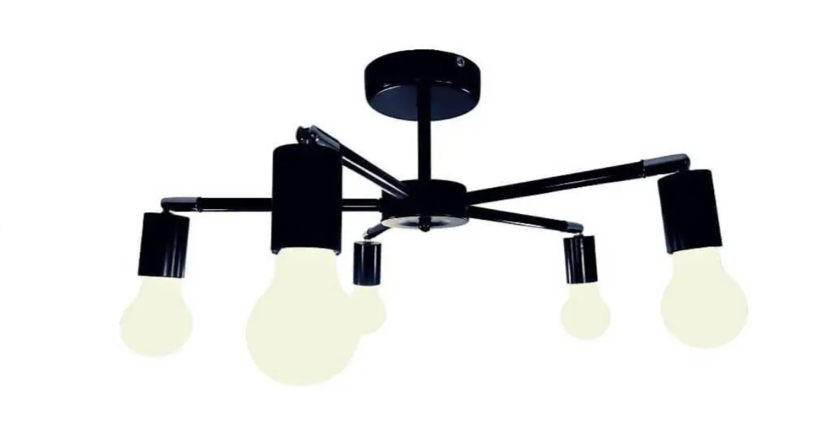 Люстра в стилі лофт Кіра з патронами і шарнірами Чорний