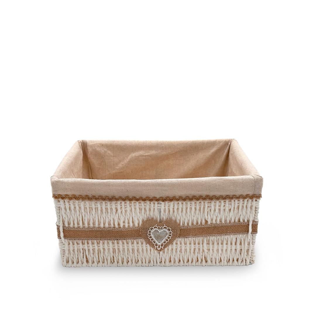 Корзина стеллажная Handy Home Сердце с текстильным вкладышем 36х27х17 см Бежевый (EW-88 L)