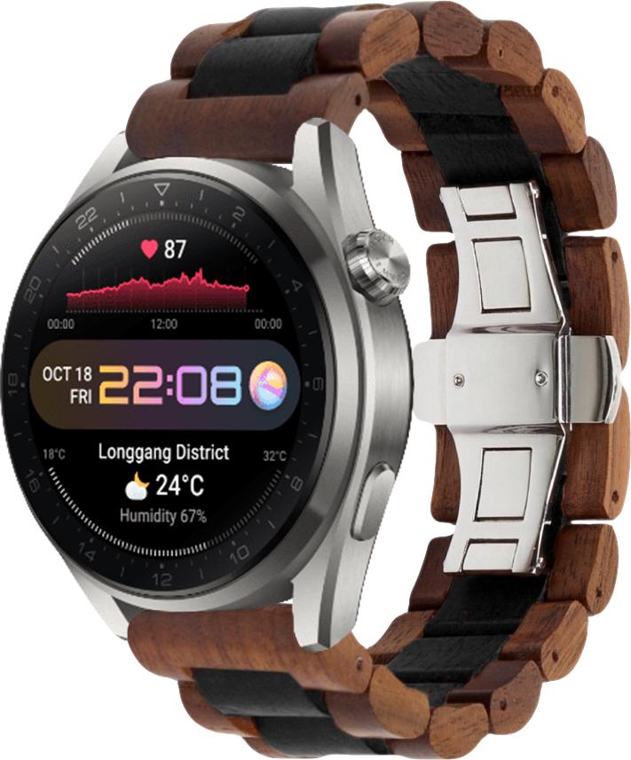 Ремешок деревянный WoodLock для Huawei Watch 3 Pro Black/Brown (28684-26)