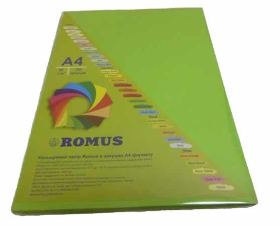 Папір кольоровий Romus A4 80 г/м2 100 аркушів Яскраво-зелений (R51000)