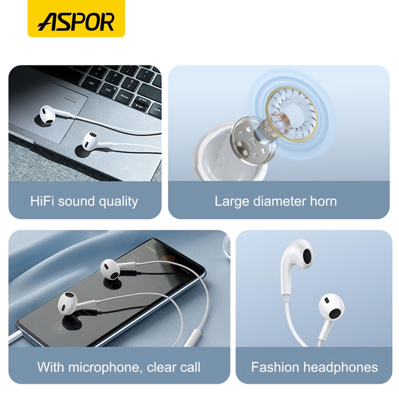 Навушники з мікрофоном Aspor A235 EarPhone 3,5 мм (2100505677) - фото 4 Навушники з мікрофоном Aspor A235 EarPhone 3,5 мм (2100505677) - фото 4
