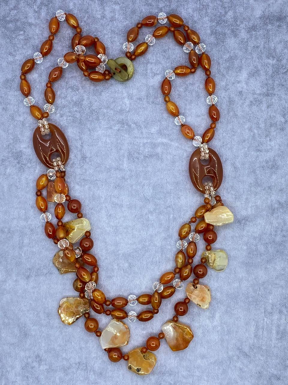 Бусы сердолик 64 см Коричневый (9907)