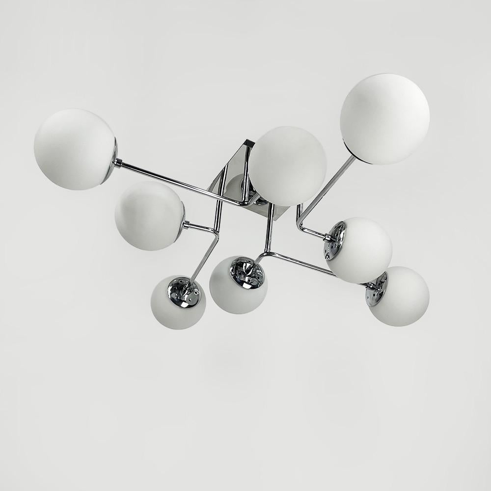 Люстра современная потолочная на 8 белых плафонов Хром (2693/8 (new) CH/WT)