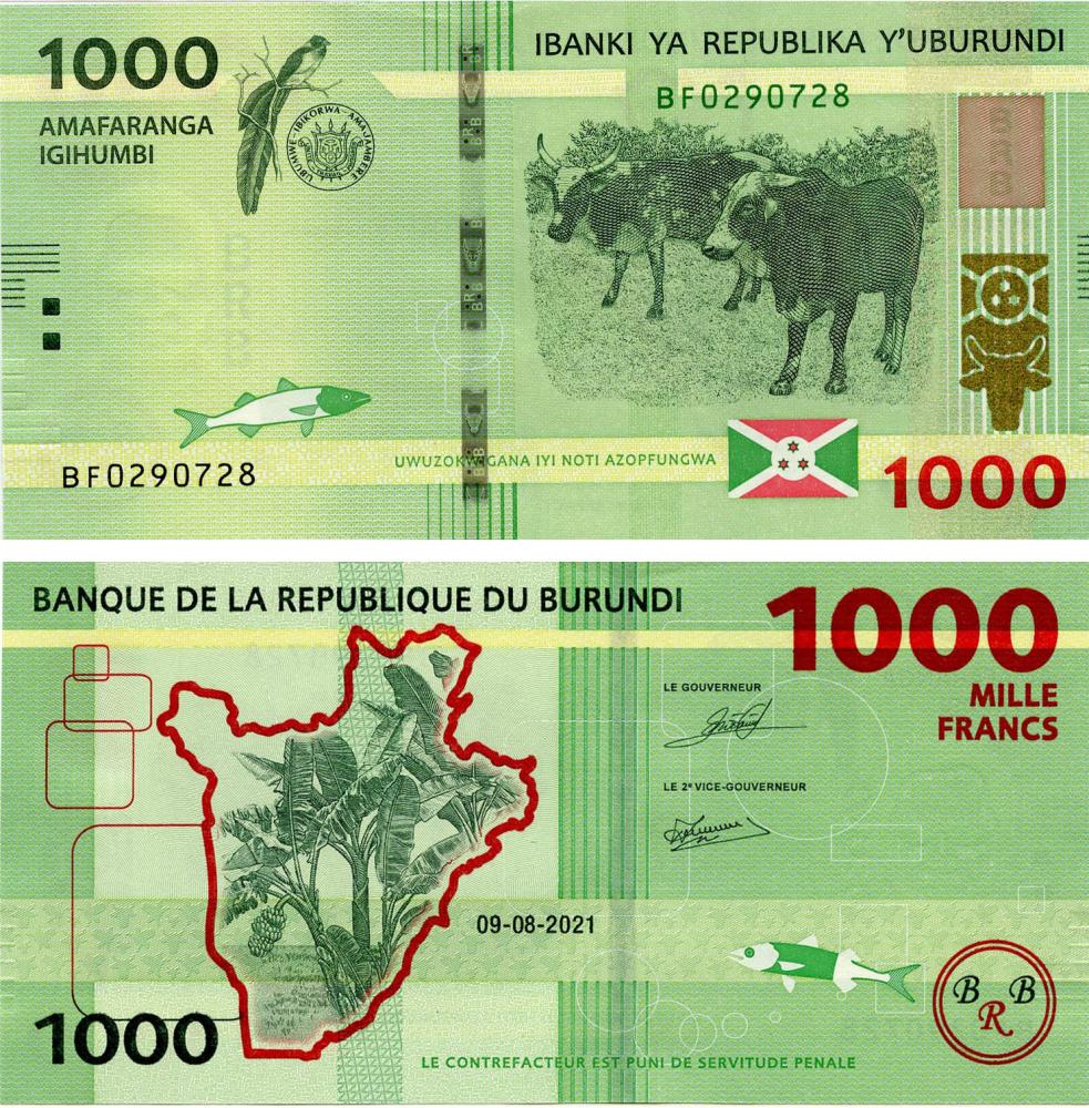 Колекційна банкнота Бурунді 1000 франків 2021 UNC P51 (Б17426)