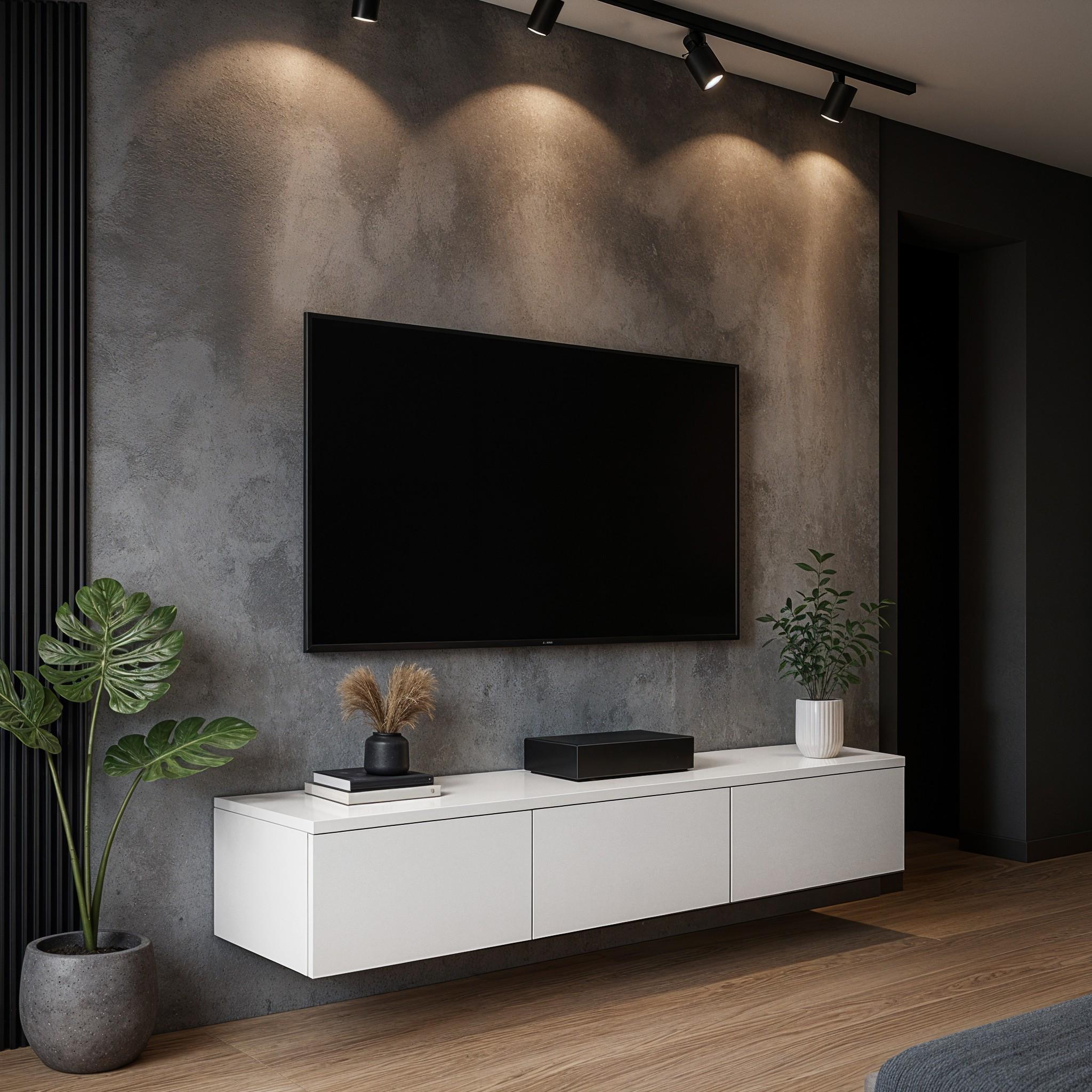 Тумба под телевизор подвесная Трио 1476x276x280 мм Белый