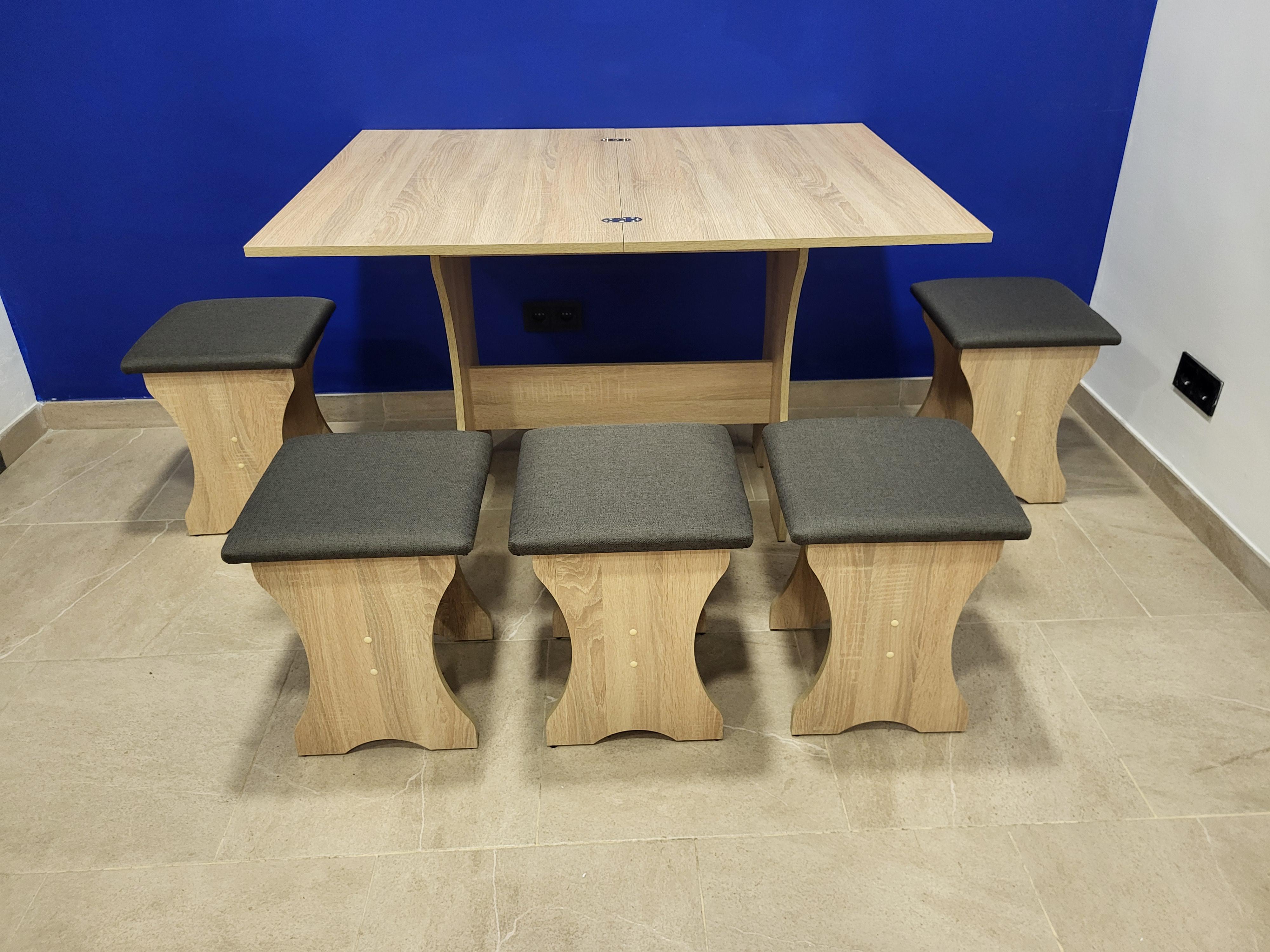 Стол раскладной и 5 табуретов Семейный Дуб Сонома/Мальмо (S5T-DS-M)