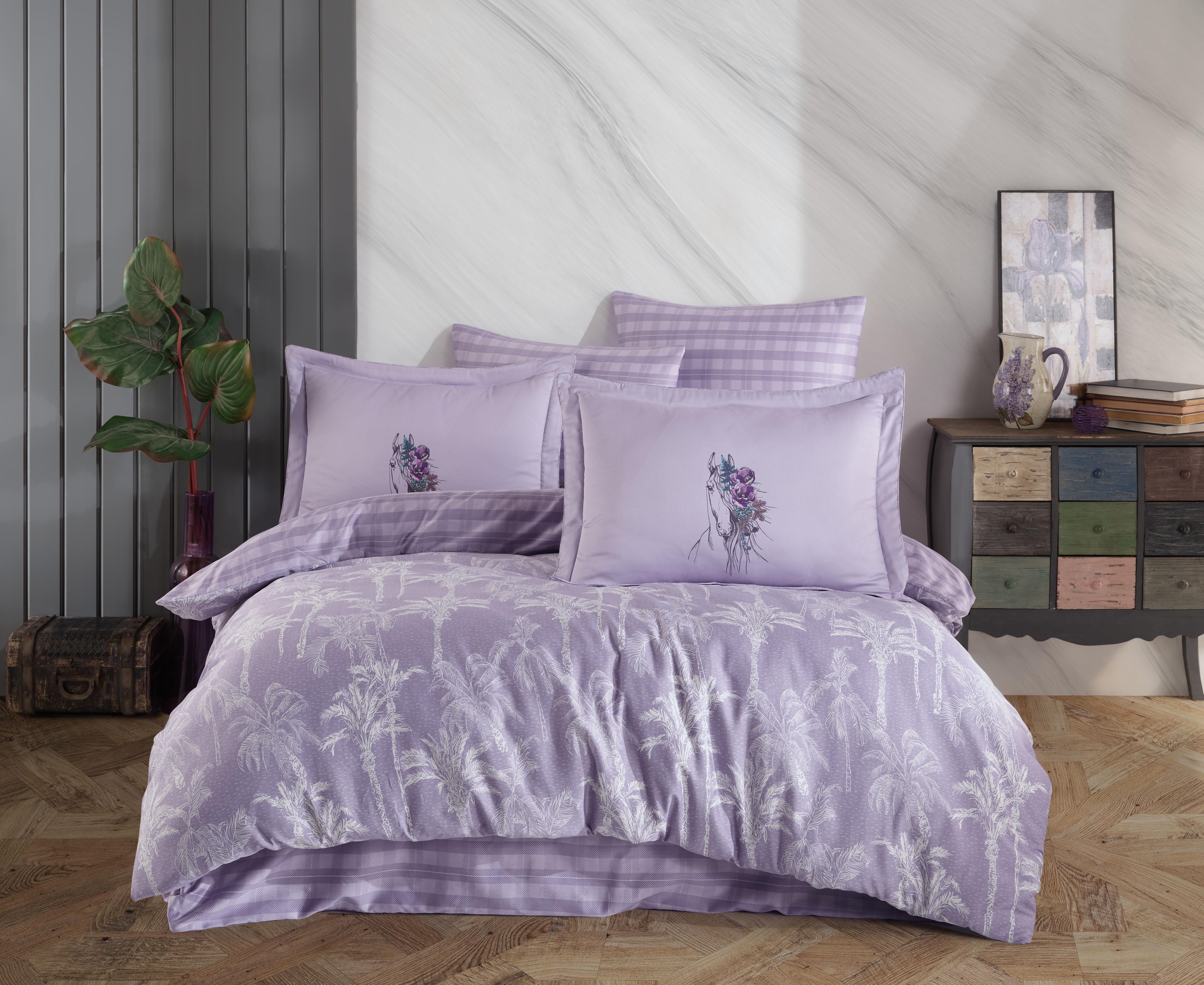Комплект постільної білизни Hobby Exclusive Sateen ELIZA 200х220 см Фіолетовий (8698499167995)