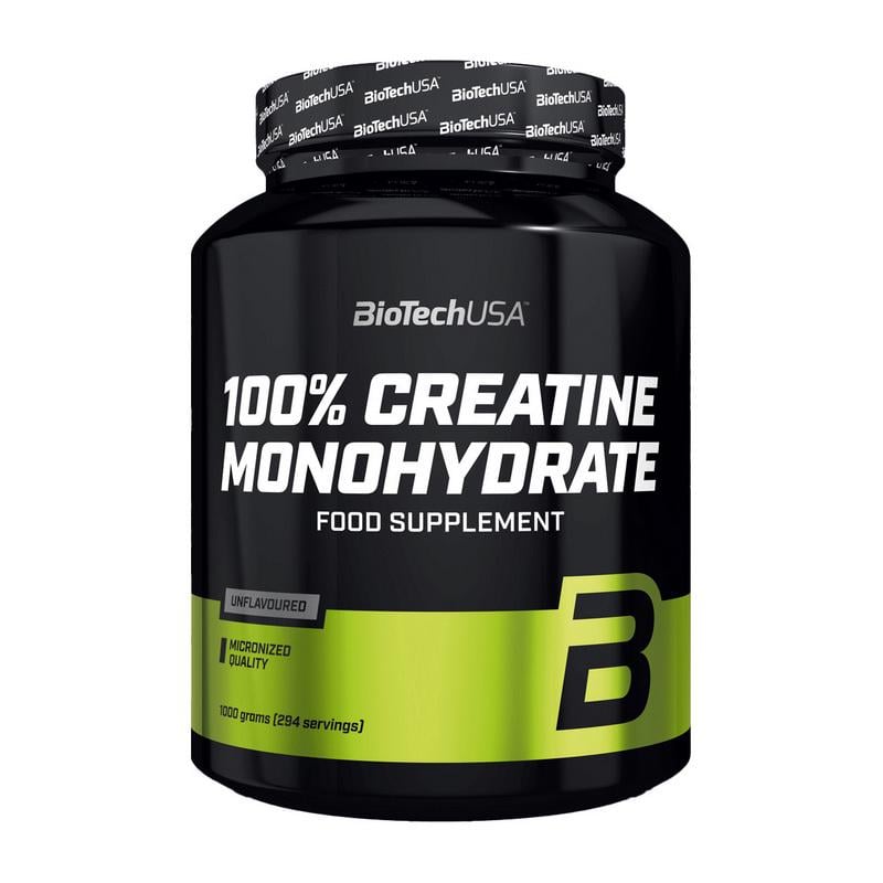 Креатин моногидрат мікронізований без сахара BioTech 100% Creatine Monohydrate 1 кг Без вкуса