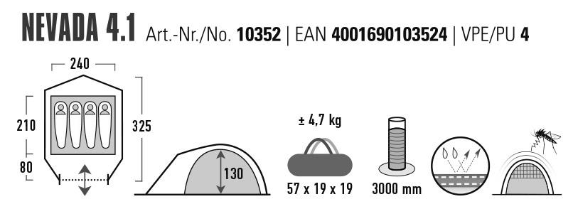 Намет чотиримісний High Peak Nevada 4.1 Deep Forest (10352) - фото 14