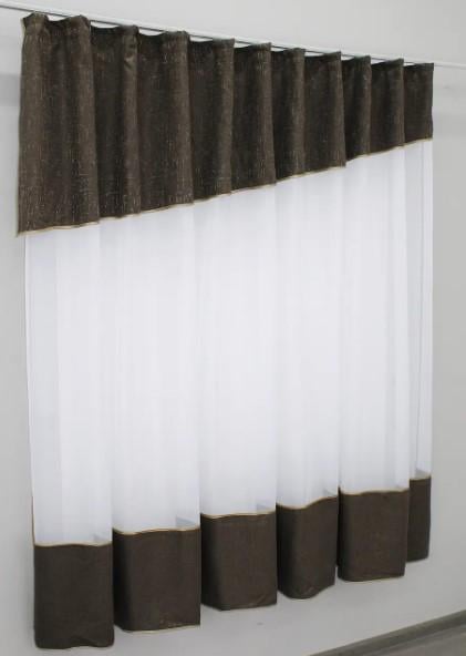 Занавеска кухонная шифон/лен 270х170 см Венге/Белый (047к) - фото 3 Занавеска кухонная шифон/лен 270х170 см Венге/Белый (047к) - фото 3